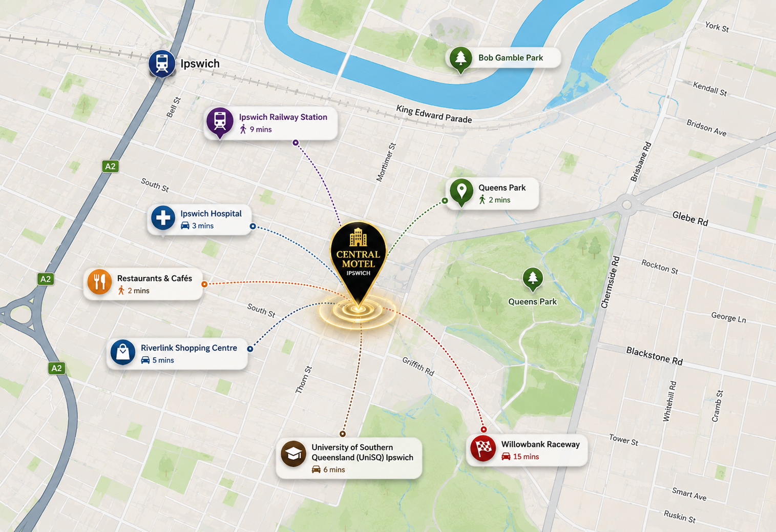 Central Motel Location Map